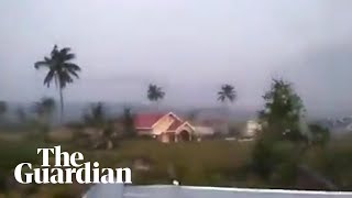 Footage shows Indonesian earthquake causing soil liquefaction [upl. by Brandwein831]