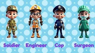 Names Occupations for children  Toddlers learning video [upl. by Yrrehc196]