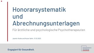 Honorarsystematik und Abrechnungsunterlagen für Psychotherapeutinnen und Psychotherapeuten 131223 [upl. by Ario]