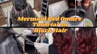 How to do ombre hair colorombre hair color करने का easy method loreal majirel majicontarst red [upl. by Channing]