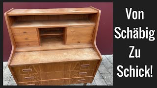 DIY Midcentury Teak Furnier Schreibtisch Restaurierung Furnier richtig aufarbeiten [upl. by Umont833]