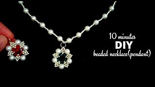 10 minutes DIY beaded necklacependant jewelry making tutorial Beaded necklace [upl. by Lyman]