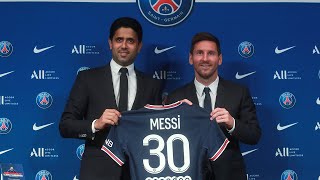 Its been crazy Lionel Messi holds first press conference in Paris after signing with PSG [upl. by Ludlow787]