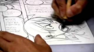 Takeshi Obata Inking A Page Of Bakuman [upl. by Scevor]