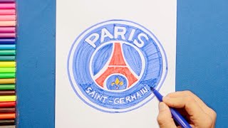 How to draw Paris Saint Germain PSG F C Logo [upl. by Solraced651]