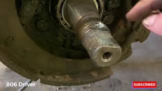 We almost lost a wheel Steer axle bearing failure Spindle ruined kingpin removal 99 Freightliner [upl. by Hairym]