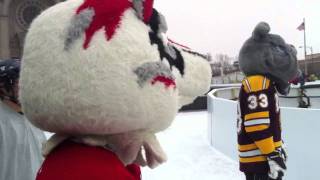 MN Wild Mascot Nordy crashes at Red Bull Crashed Ice [upl. by Jegger]