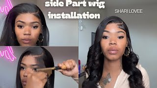 SIDE PART WIG INSTALL  curlyhairwigs curlyhairstyles sideparthairstyle wigtutorial [upl. by Ynnek]