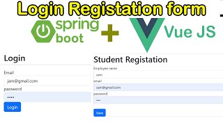 Login Registration Form Restful Api Using Spring boot Vue JS [upl. by Pegma]