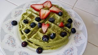 WAFFLES DE 3 INGREDIENTES  VEGANOS  CON ESPINACAS [upl. by Ardussi20]