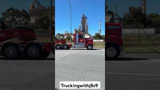 Kenworth T909 hauling Caterpillar excavatorAustralia australia kenworth j8s9 trucking new [upl. by Gilburt]