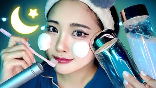 【ASMR】おやすみ前のナイトルーティン🌛💤囁きメイク落としスキンケアマッサージ歯みがき [upl. by Llacam]