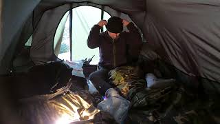 Getting changed in the tent snowy winter in Dartmoor 12th Dec 2022 [upl. by Baer]