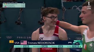 Stephen Nedoroscik Wins Bronze Medal at Mens Pommel Horse Final at Paris Olympics 2024 [upl. by Gifferd123]