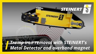 Tramp iron removal with STEINERTs Metal Detector and overband magnet [upl. by Effie]