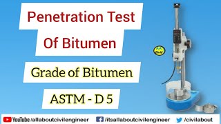 Penetration of Bituminous Material  ASTM D 5  Urdu  Hindi  All About Civil Engineer [upl. by Marcille]