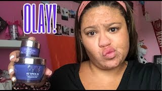 I TRIED OLAY RETINOL 24 MOISTURIZER amp EYE CREAM FOR A WEEK [upl. by Shanahan]