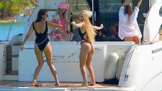 TOP MODEL Gets Wild on Miami Sandbar  Boat Zone Miami [upl. by Vaclav]