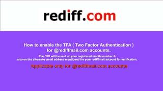 How to Enable TFA for rediffmailcom accounts [upl. by Mott]