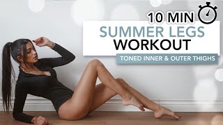 10 MIN SUMMER LEGS WORKOUT Floor Only  Toned amp Slim Legs Like A Model  Eylem Abaci [upl. by Eillac842]