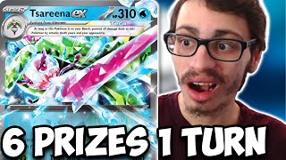 Take 6 Prize Cards In 1 Turn wTsareena ex Braviary KO Combo Mini Lock Paradox Rift PTCGL [upl. by Nayllij68]