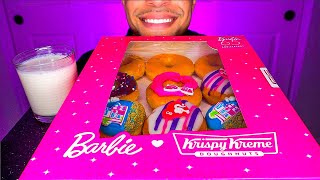 ASMR Barbie Krispy Kreme Donuts Milk Eating Mouth Sounds No Talking Jerry Candy Show [upl. by Christina]