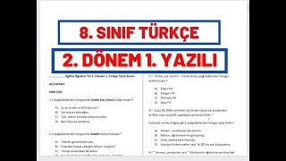 8 Sınıf Türkçe 2 Dönem 1 Yazılı Soruları Ve Çözümleri [upl. by Eustacia]