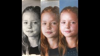 1 of 3 Portrait painting tutorial grisaille technique real time glazing oil painting SUBTITLES [upl. by Monie]