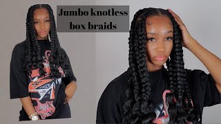 easy jumbo knotless box braids with curly ends [upl. by Muire108]