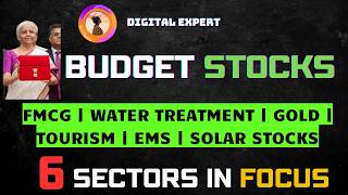 Budget 2024 Stocks  6 Sectors  FMCG  GOLD  Water Treatment  Solar  EMS  Tourism Stocks [upl. by Delmar]