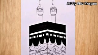 how to draw kaaba easy step by step  kaaba drawing with pencil  art by Riha Maryam [upl. by Dena722]