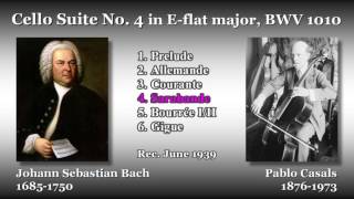 Bach Cello Suite No 4 Casals 1939 バッハ 無伴奏チェロ組曲第4番 カザルス [upl. by Dugald71]