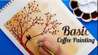 Basic Coffee Painting  Coffee Painting for beginners  Painting with coffee [upl. by Nelloc]