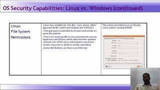 Lecture 56 Introduction to OS Security Capabilities Linux vs Windows Windows and Linux Security [upl. by Ecirtal]