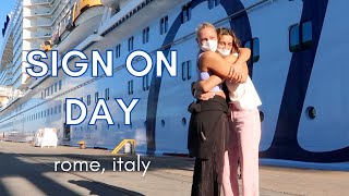 first day living on a cruise ship signing onto Royal Caribbeans Odyssey of the Seas  rome italy [upl. by Ferdy627]