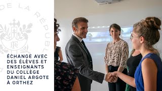 Échanges du Président avec des élèves et enseignants du collège Daniel Argote à Orthez [upl. by Assillam]