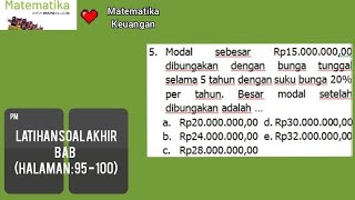 5 Modal sebesar Rp1500000000 dibungakan dengan bunga tunggal selama 5 tahun dengan suku bunga [upl. by Nickolaus]