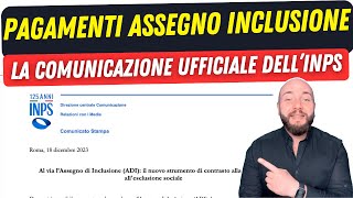 ASSEGNO DI INCLUSIONE pagamenti comunicazione ufficiale [upl. by Aivad]