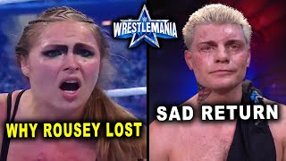 Cody Rhodes Sad Return at WrestleMania 38 amp Why Ronda Rousey Lost to Charlotte Flair  WWE News [upl. by Platon]