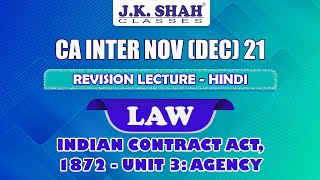 Indian Contract Act 1872  Unit 3Agency  Hindi  English [upl. by Adnilab855]