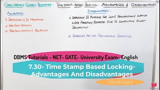 730 Eng Time Stamp Based Locking Advantages And Disadvantages  Concurrency Control Techniques [upl. by Erdeid]