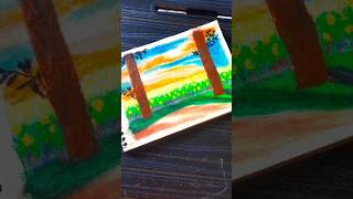 oil pastel drawing easy art nature drawing [upl. by Yannodrahc]