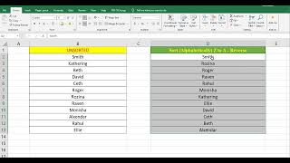 How to sort data alphabetically reverse z to a in ms excel pc exceltips exceltutorial techhowto [upl. by Niraj680]