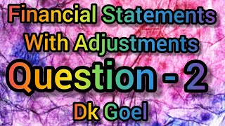 Financial Statements with Adjustments  Question2  Class11  DK Goel [upl. by Mistrot854]