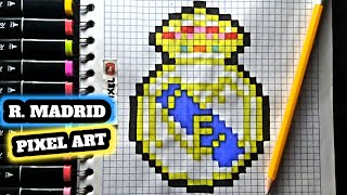 Como Dibujar A REAL Madrid  PASO A PASO FACIL pixel art  how to draw real madrid [upl. by Dyson]