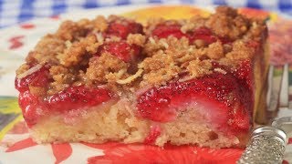 Strawberry Streusel Cake Recipe Demonstration  Joyofbakingcom [upl. by Nylecaj589]