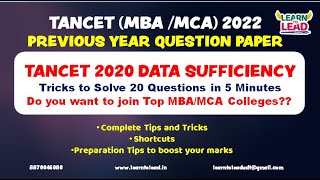 TANCET MBA 2022 PREVIOUS YEAR DATA SUFFICIENCY  TRICKS TO SOLVE IN 10 Minutes  Part 2  LTL [upl. by Akeihsat]