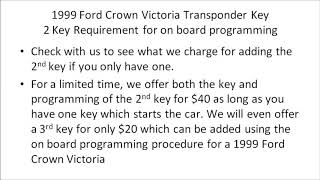 1999 Ford Crown Victoria Transponder Chip Key On Board Programming Instructions [upl. by Silberman]