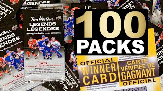 WINNER CARD PULLED  Opening 100 Packs of 202223 Upper Deck Tim Hortons Legends Hockey Cards [upl. by Horbal]