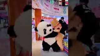 Epic mascot fight in mall food court 🦊⚔️🐼 😂 [upl. by Kelley]